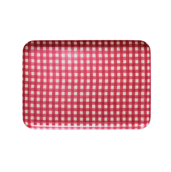 Red White Check Tray