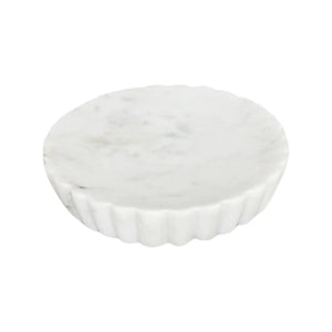 White Marble Grooved Soap Dish