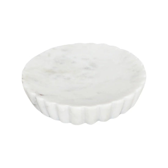 White Marble Grooved Soap Dish